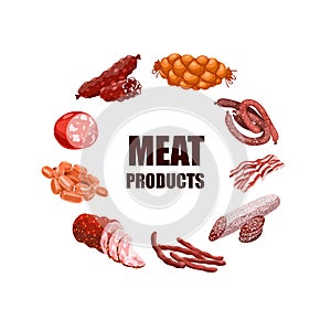Meat Products Set Vector Illustration