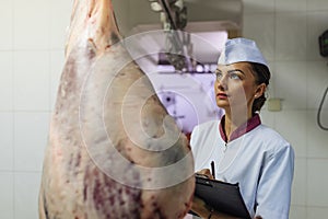 Meat quality control in butchery.