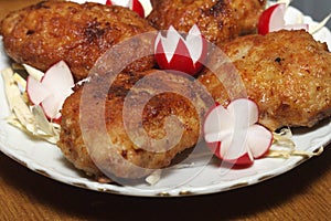 Meat rissoles with garden radish