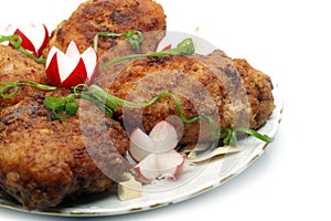 Meat rissoles with garden radish