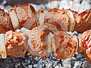 Meat roasted in chargrill