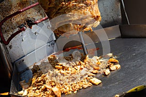 Meat roasted on a vertical spit