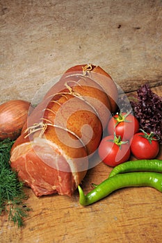 meat roll and vegetables