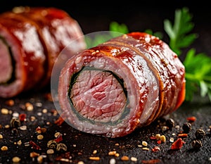 Meat rolls. Generated by AI.