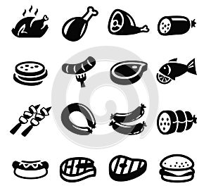 Meat and sausage icons