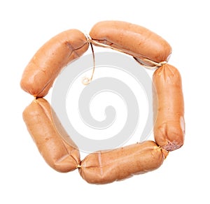 Meat sausages isolated on white background