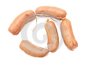 Meat sausages isolated on white background