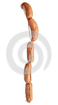 Meat sausages isolated on white background