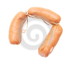 Meat sausages isolated on white background