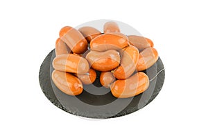 Meat sausages isolated on white