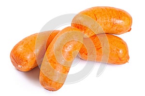 Meat sausages isolated on white background