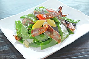 Meat sauteed string beans