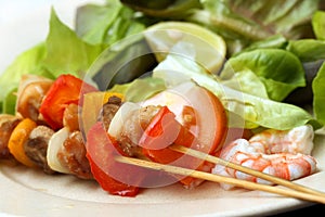 Meat skewer with vegetables