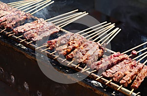 meat skewers called ARROSTICINI  typical of the cuisine of Southern Central Italy in the Abbruzzo and Molise regions photo