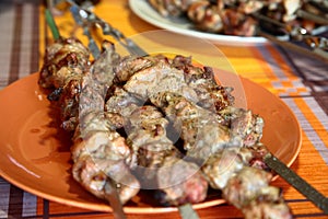 Meat on skewers