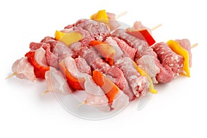 meat skewers isolated on white