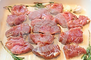 Meat slices roasted on giddle