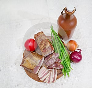 Meat still life, top view