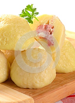 Meat stuffed potato dumplings