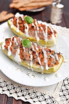 Meat stuffed zucchini