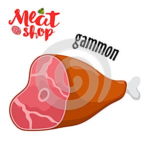 Meat vector - gammon. Fresh meat icon.