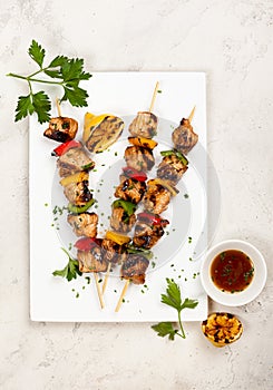 Meat and vegetable kebabs