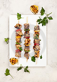 Meat and vegetable kebabs