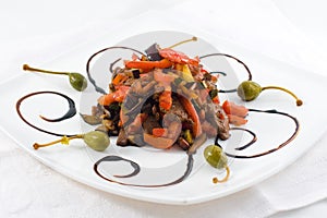 Meat with vegetables photo