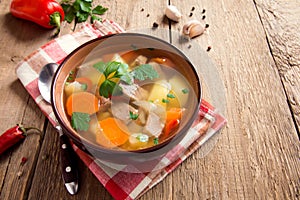 Meat and vegetables soup