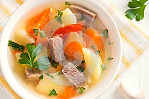 Meat and vegetables soup