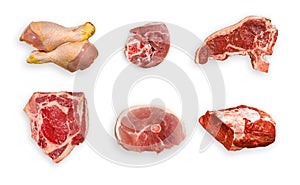 Meat on white background