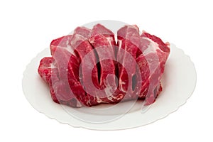 Meat on white plate. photo