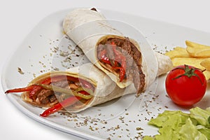 Meat wrap and salad