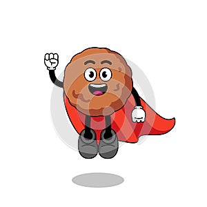 meatball cartoon with flying superhero