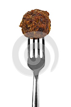 Meatball on fork