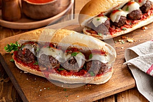 Meatball Sandwich on a Hoagie Roll photo