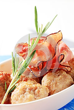 Meatballs in a casserole dish