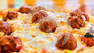 Meatballs cheese pizza background