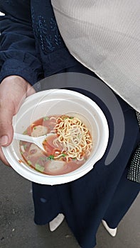 meatballs in Indonesia at wedding receptions in plastic bowls