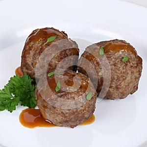 Meatballs or KÃÂ¶ttbullar meal on plate photo