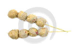 Meatballs and Meat Skewers isolated on white background