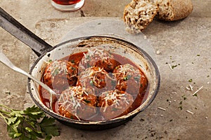 Meatballs in pan