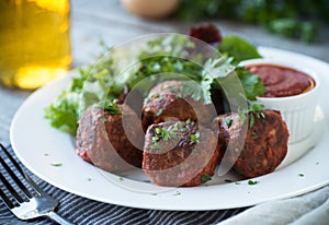 Meatballs and Salad