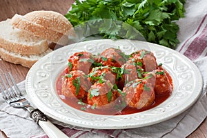Meatballs with tomato sauce photo