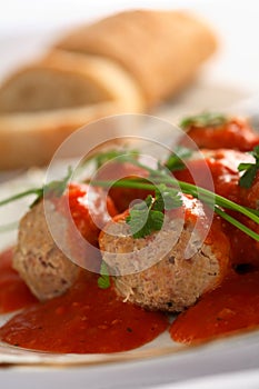 Meatballs with tomatoes dressing