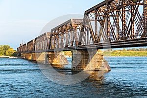 Meatl railroad bridge over a mighty river