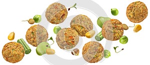 Meatless plant based falafel balls isolated on white background