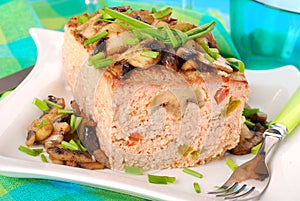 Meatloaf with mushrooms and pepper