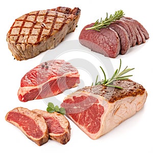 Meats isolated on white background