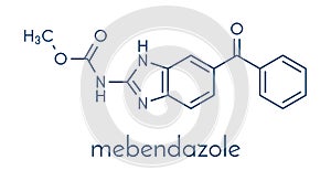 Mebendazole anthelmintic drug molecule. Used to treat worm infestations. Skeletal formula. photo